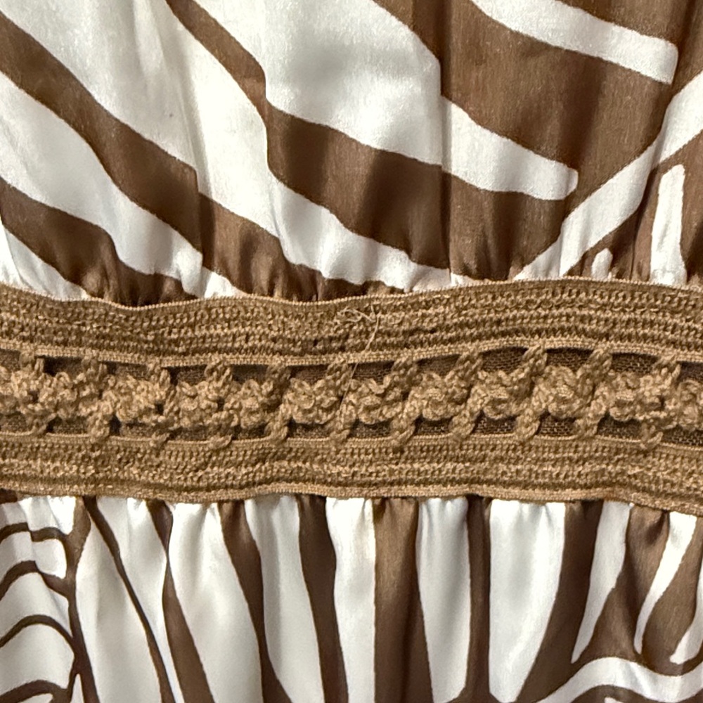 Boston Proper Taupe and Cream Leaf Print Dress - Picture 7 of 10